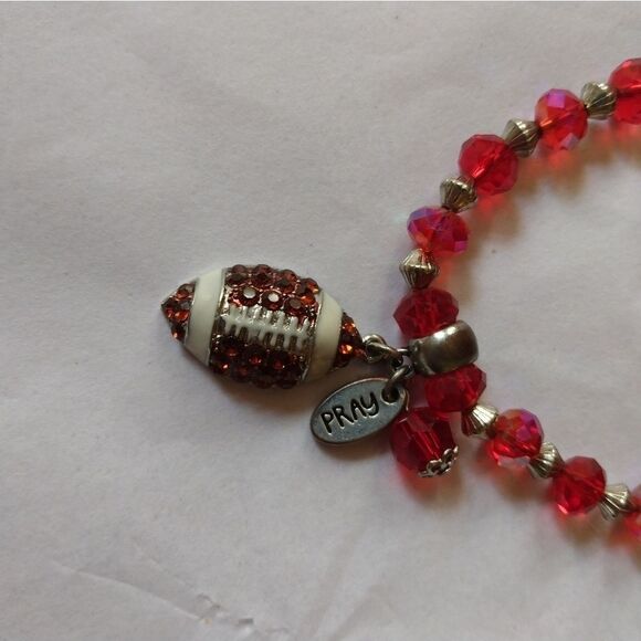 Beaded crystal football pray bracelet sports active jewelry Christian gift‎